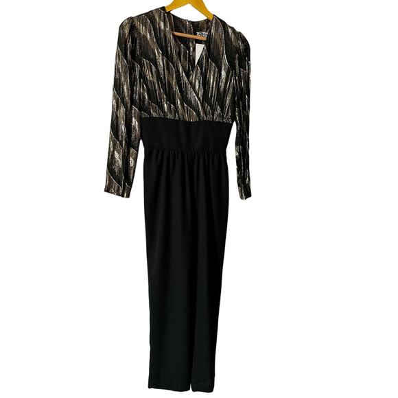 Black and Gold 70s Jumpsuit Wore by Tori Spelling Size Small - Picture 5 of 10